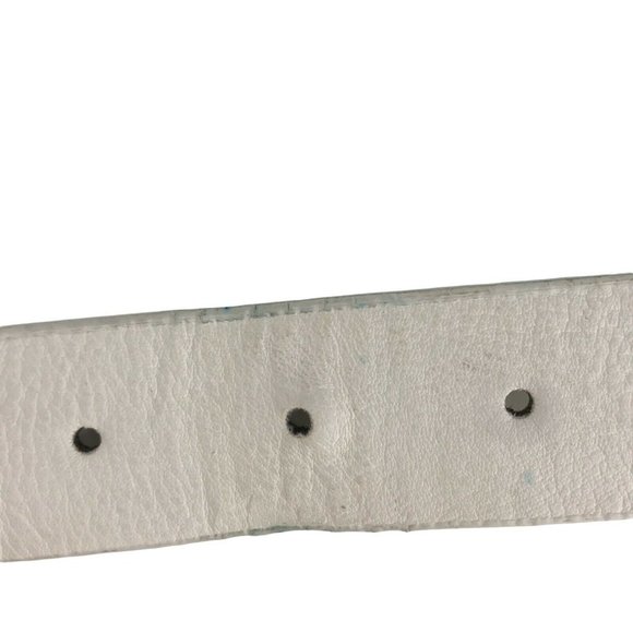 Bongo Women's White Polyurethane Adjustable Studded Buckle Belt Size Medium - Picture 6 of 10